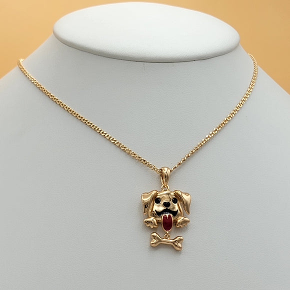 Necklace - 18K Gold Plated. Dog - Perro (Optional Pendant Only) *Premium Q*