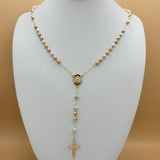 Rosary - Tri Color Gold Plated. Saint Jude. Rosario de San Judas. Multicolor crystals.