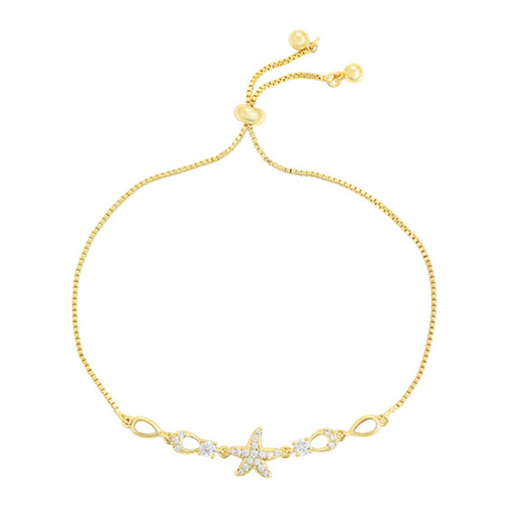 Bracelets - 14K Gold Plated. Starfish Adjustable. Estrella de Mar. *Premium Q*