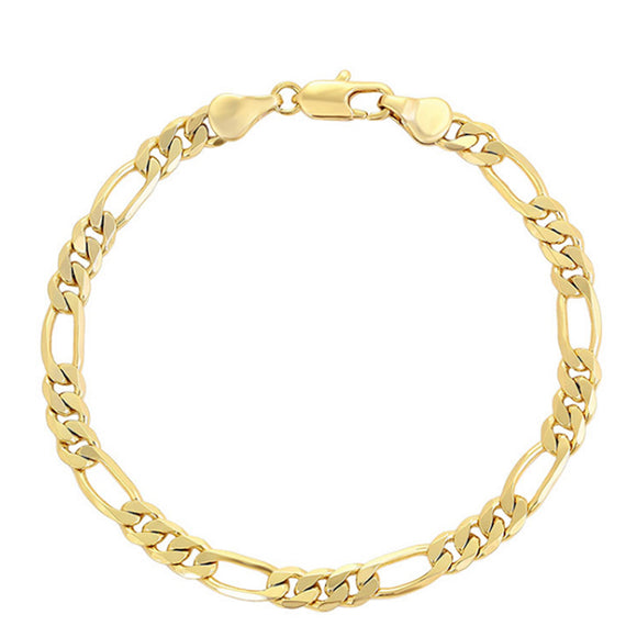 Bracelets - 14K Gold Plated. Figaro Chain. 5mm W. *Premium Q*
