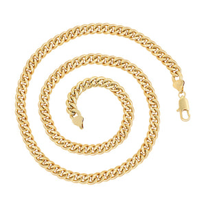 Chains - 14K Gold Plated. Cuban Style - 7mm W - 24in L *Premium Q*