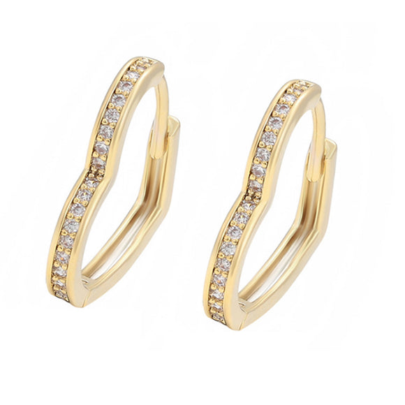 Earrings - 14K Gold Plated. Heart Hoops. *Premium Q*