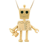 Necklace - 14K Gold Plated. Robot Pendant & Chain. (Optional Pendant Only) *Premium Q*