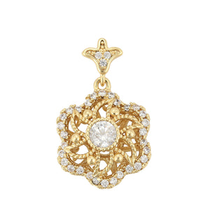 CLOSEOUT* Pendants - 14K Gold Plated. Small Flower with crystals.  *Premium Q*