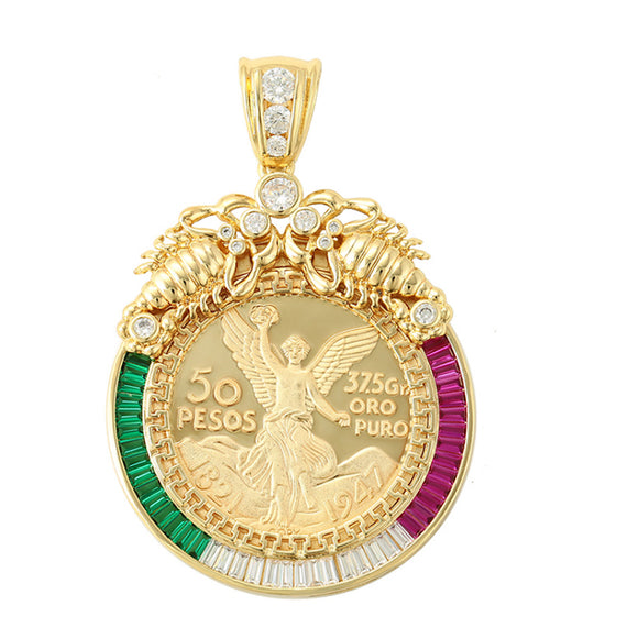 Pendants - 14K Gold Plated. Mexican Centenario CZ. Scorpion - Alacran *Premium Q*