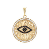 Pendants - 14K Gold Plated. Black Evil Eye. *Premium Q*