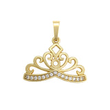 Pendants - 14K Gold Plated. Crown with crystals. *Premium Q*