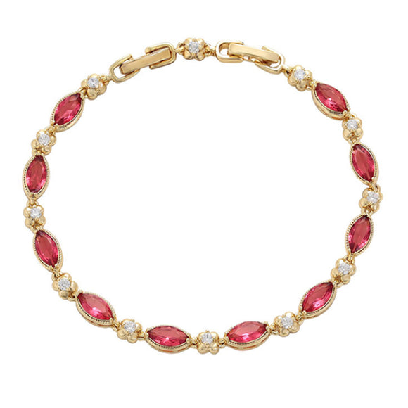 Bracelets - 14K Gold Plated. Red CZ crystal. *Premium Q*