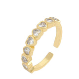 Rings - 14K Gold Plated. Hearts Band Ring. *Premium Q*