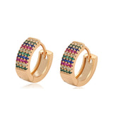 Earrings - 18K Gold Plated. Multicolor Crystals Small Hoops. *Premium Q*
