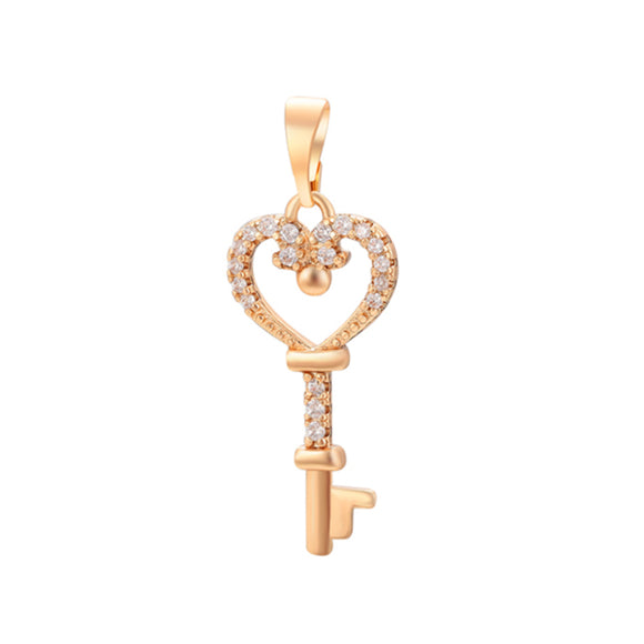 Pendants - 18K Gold Plated. Heart Key. *Premium Q*