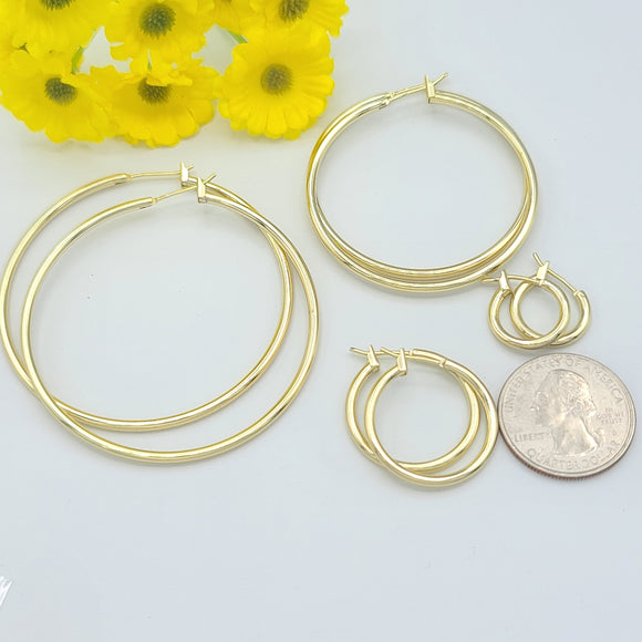 Earrings - 14K Gold Plated. 2mm thickness Hoops. Different Sizes Available  *Premium Q*