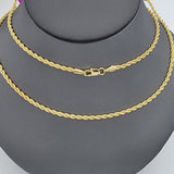 Chains - 14K Gold Plated. Rope Style - 3mm W - Different Sizes (PACK OF 2)