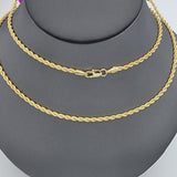 Chains - 14K Gold Plated. Rope Style - 3mm W - 20in L (PACK OF 3)
