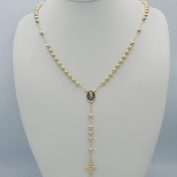 Rosary - 14K Gold Plated. Divine Mercy. La Divina Misericordia de Jesus. 26in.