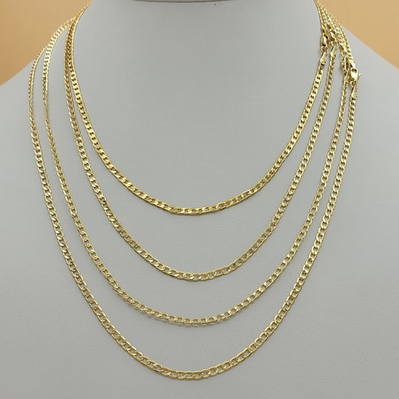 Chains - 14K Gold Plated. Curb Style - 3.5mm W - Different Sizes (Pack of 6)