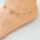 Anklets - 18K Gold Plated. Shell Dolphin Stars. Sea Nautic *Premium Q* (PACK OF 6)