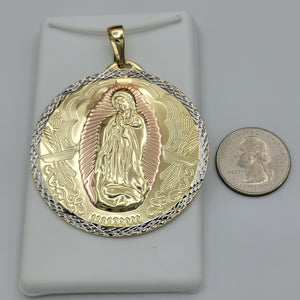 Pendants - Tri Color Gold Plated. Our Lady of Guadalupe. *Premium Q* (Optional Pendant Only)