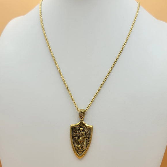 Necklace - Stainless Steel Gold Plated. Saint Michael - San Miguel Arcangel - Pendant. (Optional Pendant Only) *Premium Q*