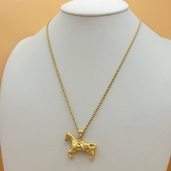 Necklace - Stainless Steel Gold Plated. Horse - Caballo Pendant. (Optional Pendant Only) *Premium Q*