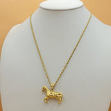 Necklace - Stainless Steel Gold Plated. Horse - Caballo Pendant. (Optional Pendant Only) *Premium Q*