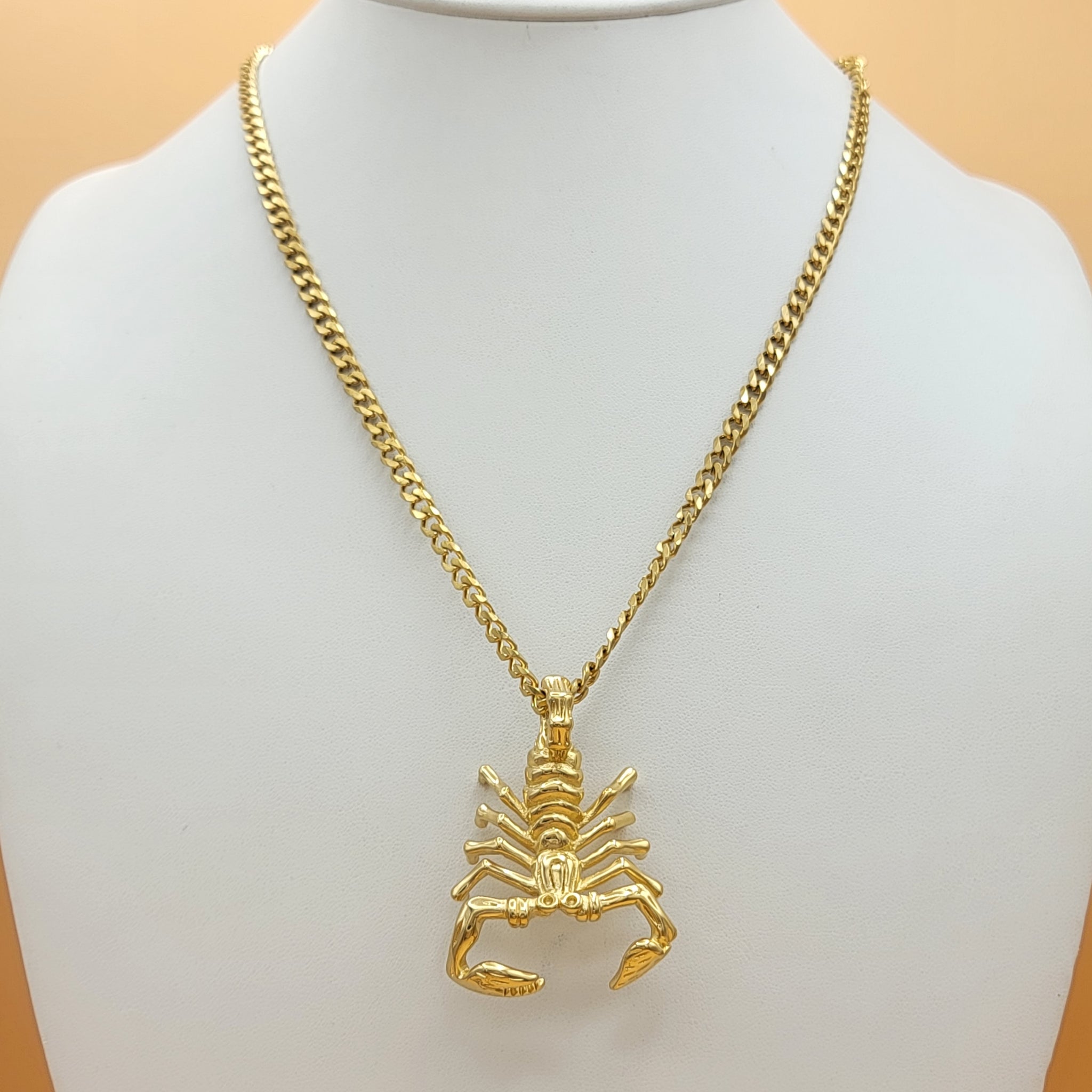 25" Chain, Cat's Eye Stone Scorpio Pendant Necklace For Men