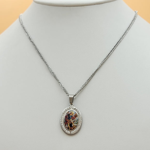 Necklace - Stainless Steel. Saint Michael - San Miguel Arcangel - Pendant. (Optional Pendant Only) *Premium Q*