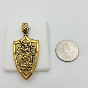 Necklace - Stainless Steel Gold Plated. Saint Michael - San Miguel Arcangel - Pendant. (Optional Pendant Only) *Premium Q*