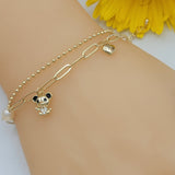 Bracelets - 14K Gold Plated. Double Chain - Bear. *Premium Q*