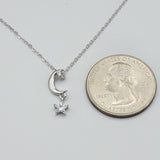 CLOSEOUT* Necklaces - 925 Sterling Silver. Moon & star - Luna y Estrella. CZ Crystal.