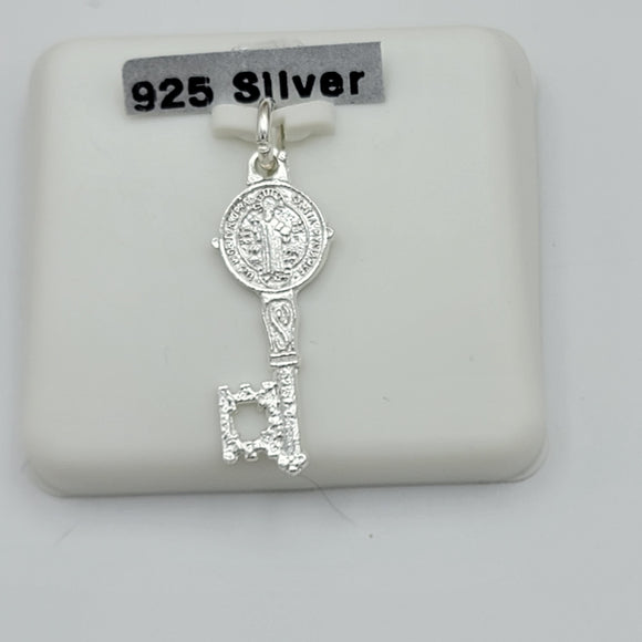 Pendants - 925 Sterling Silver. Saint Benedict Key Medal. Llave de San Benito.