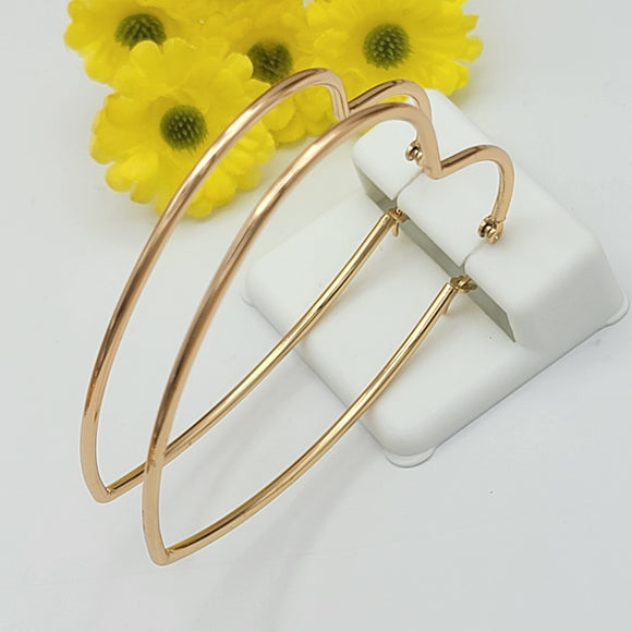 Earrings - 18K Gold Plated. Heart Hoops. *Premium Q*