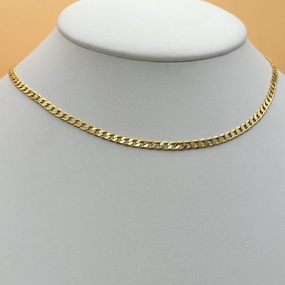 Chains - 24k Gold Plated. Curb Style - 4mm W - 18in L *Premium Q*