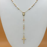 Rosary - Tri Color Gold Plated. Our Lady of Guadalupe. Virgen Guadalupe. Oval Multicolor.