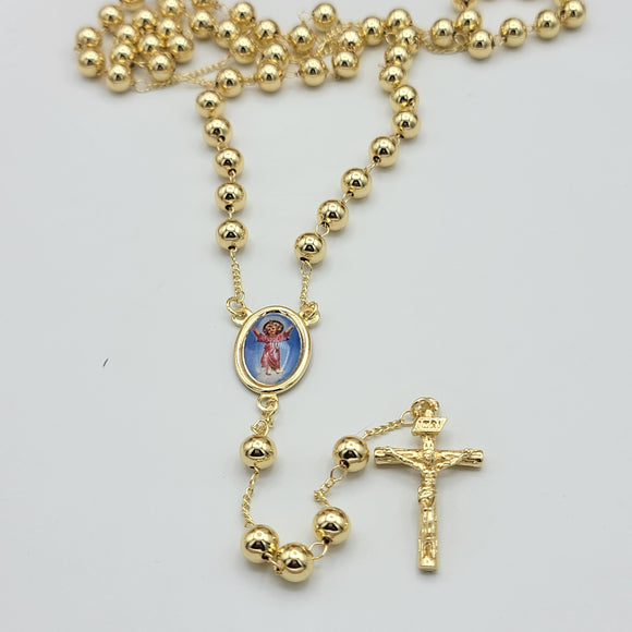 Rosary - 14K Gold Plated. Divine Child. El Divino Niño Jesus. 26in