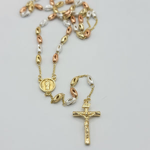 Rosary - Tri Color Gold Plated. Saint Jude. Multicolor. Rosario de San Judas.