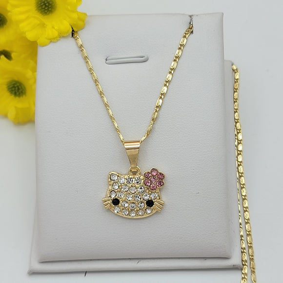 Pendants - 14K Gold Plated. Kitty Cat with crystals. (Optional Pendant Only)