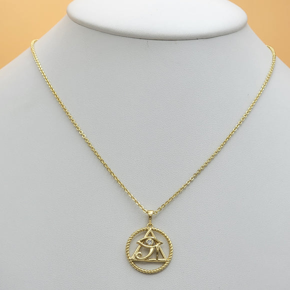Necklace - 14K Gold Plated. Eye of Horus Pendant. (Optional Pendant Only) *Premium Q*