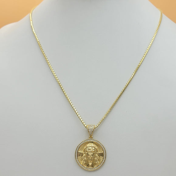 Necklace - 14K Gold Plated. Jesus Face Pendant & Chain. *Premium Q* (Optional Pendant Only)