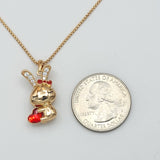 Necklace - 18K Gold Plated. Rabbit Red Heart Crystal. *Premium Q*