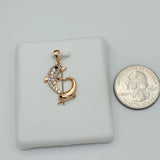 Pendants - 18K Gold Plated. Dolphin with crystals. *Premium Q*
