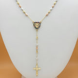 Rosary - Tri Color Gold Plated. Our Lady of Guadalupe. Virgen Guadalupe. Multicolor Heart.