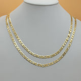 Chains - 14k Gold Plated. Figarucci Style - 6mm W - Different Sizes (PACK OF 3)