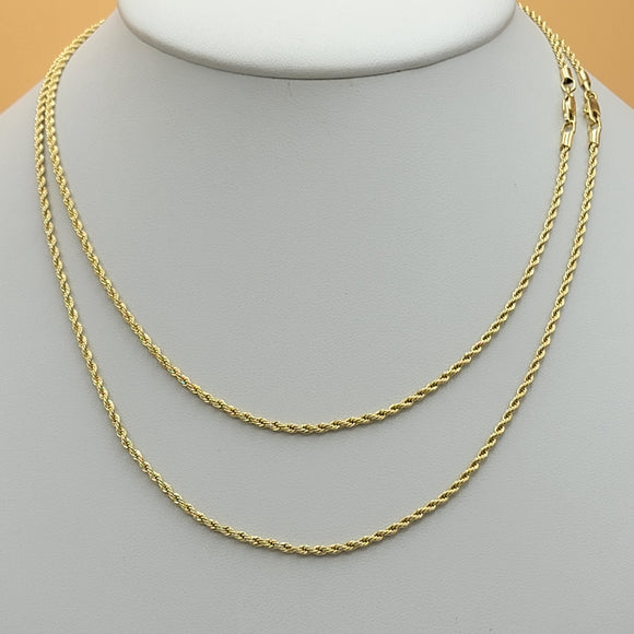 Chains - 14k Gold Plated. Rope Style - 2mm W - Different Sizes Available *Premium Q*