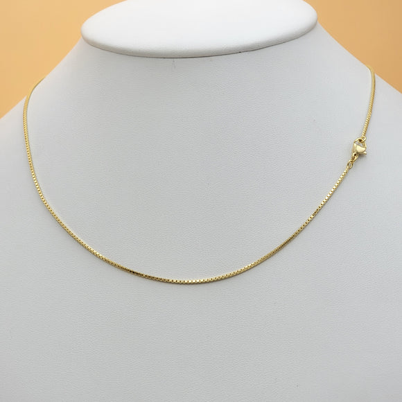 Chains - 14K Gold Plated. Box Style - 1.2mm W - Different Sizes Available.