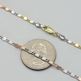 Chains - Tri Color Gold Plated. Mariner Star Link - 2mm - 18in *Premium Q*