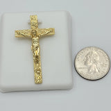 Necklace - 14K Gold Plated. Crucifix Jesus Christ Cross Pendant & Chain. *Premium Q*