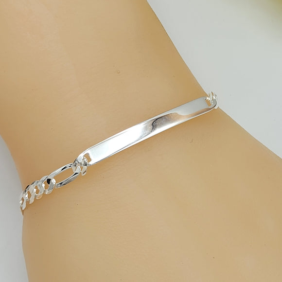 Bracelets - 925 Sterling Silver. Figaro ID Chain 4.5mm