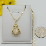 Necklace - 14K Gold Plated. Penguin with crystals Pendant (Optional Pendant Only). *Premium Q*