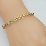 Bracelets - 14K Gold Plated. Multicolor crystals Flower & Hearts. *Premium Q*